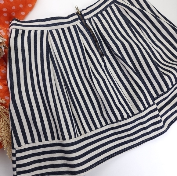 Life in Progress Navy Off-White Stripe Cotton Poly Skirt Sz Large - Picture 2 of 9